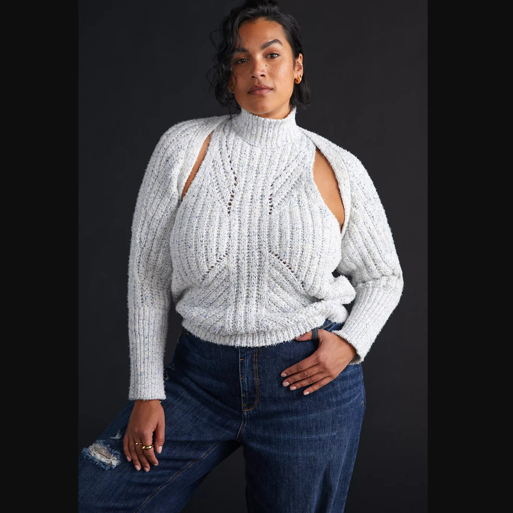 Anthropologie Ribbed Sweater Shrug Set - New - Size 2X